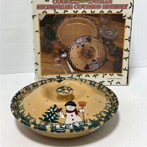 Country Snowman Covered Dish Pie Safe Winter